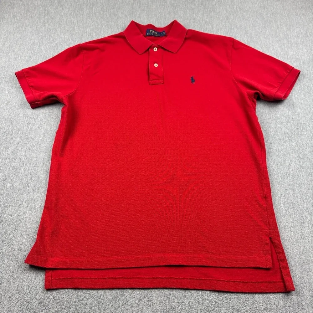 Polo Ralph Lauren‎ Shirt Mens Large Red Pony Rugby Classic Short Sleeve Casual